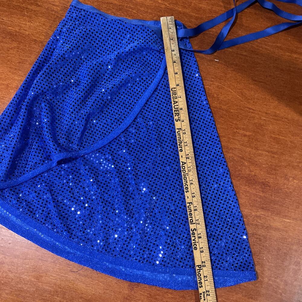 Dancewear Wrap Skirt Blue Sequin Ballet - Picture 5 of 5